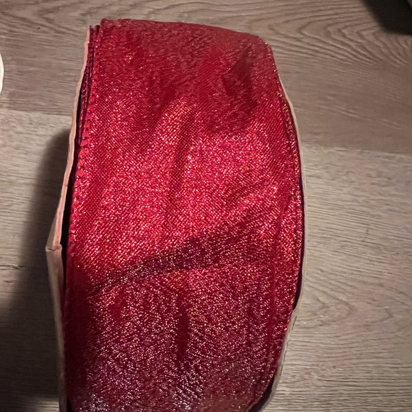 NWT SET OF 2 100 FEET (EACH) RED SPARKLE WIRE RIBBON - Picture 5 of 5